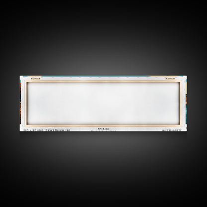 Irving Texas Panoramic Painting, Mid Century Modern Framed Canvas Print, City Art, Retro Pop Art Travel Poster, Living Room Decor, Office Art, Cityscape Wall Art