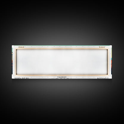 Tucson Arizona Panoramic Painting, Mid Century Modern Framed Canvas Print, Retro Pop Art Travel Poster, Cityscape, Home Decor, Office Wall Art