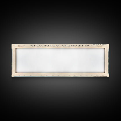 Allegheny Reservoir New York Panoramic Framed Canvas Print, Lake House Decor, Abstract Landscape, Travel Poster, Modern Wall Art, Calm Waters