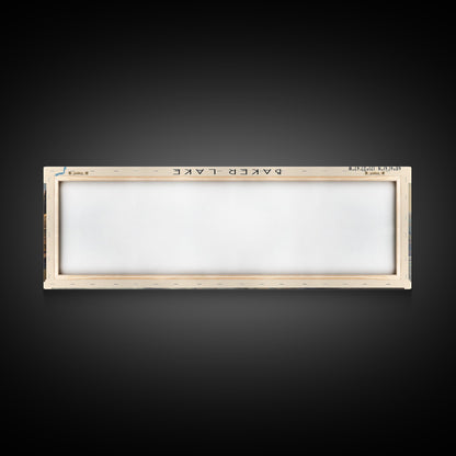 Baker Lake Washington Panoramic Framed Canvas Print, Lake House Art, Boho Decor, Travel Poster, Nature Wall Art, Serene Scene