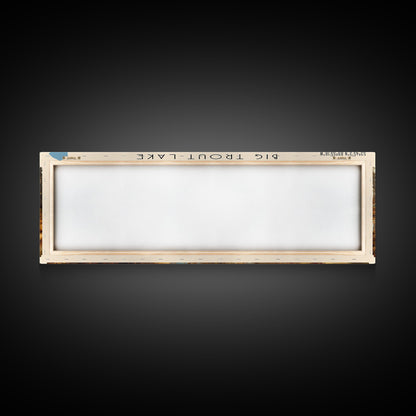 Big Trout Lake Framed Canvas Print, Lake House Art, Panoramic Scenic View, Travel Poster, Minimalist Wall Art, Lake Painting