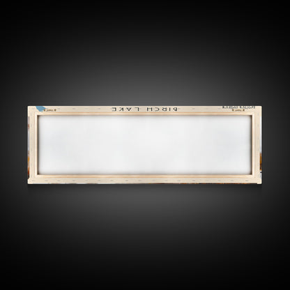 Birch Lake Framed Canvas Print, Panoramic Lake House Decor, Scenic View, Travel Poster, Rustic Art, Lake Painting