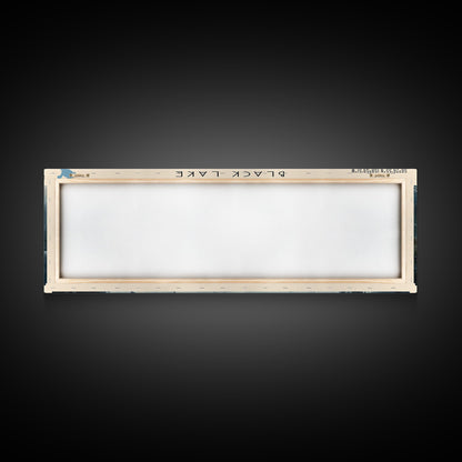 Black Lake USA SW Alaska Framed Canvas Print, Lake House Art, Panoramic Scenic View, Travel Poster, Rustic Art, Lake Painting