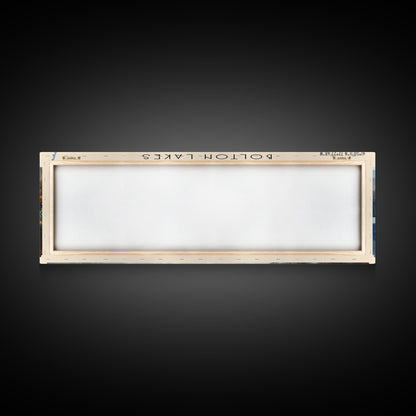 Bolton Lakes Connecticut Framed Canvas Print, Panoramic Lake House Art, Scenic View, Travel Poster, Modern Art, Lake Painting