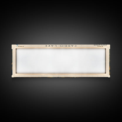 Caddo Lake Louisiana Framed Canvas Print, Lake House Decor, Panoramic Wall Art, Travel Poster, Rustic Lake Painting, Nature Art