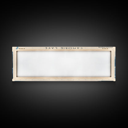 Canobie Lake New Hampshire Framed Canvas Print, Panoramic Lake House Art, Wall Art, Travel Poster, Modern Lake Painting, Nature Art