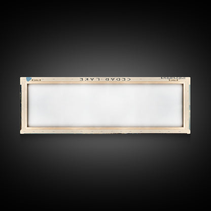 Cedar Lake Illinois Framed Canvas Print, Lake House Art, Panoramic Wide Art, Travel Poster, Minimalist Lake Painting, Home Decor