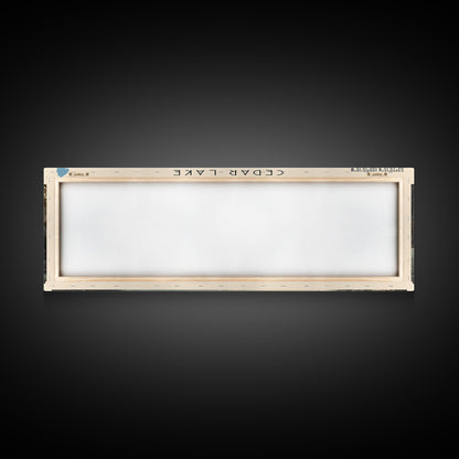 Cedar Lake Framed Canvas Print, Panoramic Lake House Decor, Wide Wall Art, Travel Poster, Rustic Lake Painting, Nature Art