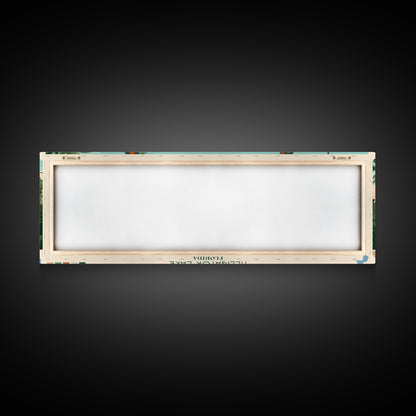 Alligator Lake Florida Framed Canvas Print, Panoramic Travel Poster, Pop Art, Midcentury Modern Wall Art, Scenic Bedroom Decor