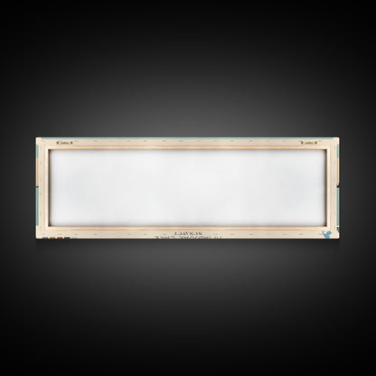 Amadjuak Lake Nunavut Framed Canvas Print, Panoramic Travel Poster, Pop Art, Midcentury Modern Wall Art, Lake House Art