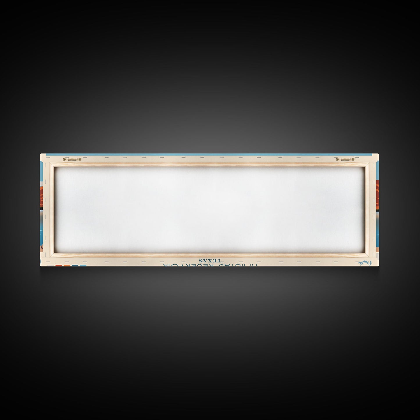 Amistad Reservoir Texas Framed Canvas Print, Panoramic Travel Poster, Midcentury Modern Wall Art, Pop Art, Nature Bedroom Decor