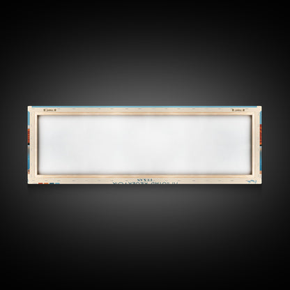 Amistad Reservoir Texas Framed Canvas Print, Panoramic Travel Poster, Midcentury Modern Wall Art, Pop Art, Nature Bedroom Decor