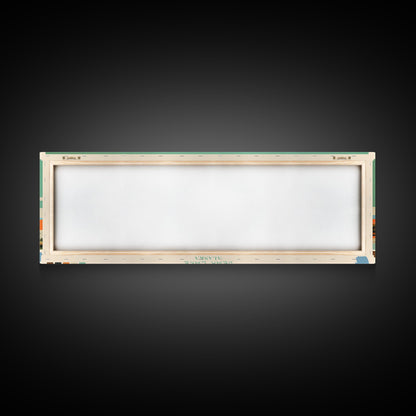 Bear Lake North Slope Alaska Framed Canvas Print, Panoramic Travel Poster, Midcentury Modern Wall Art, Pop Art, Lake House Decor, Nature Art