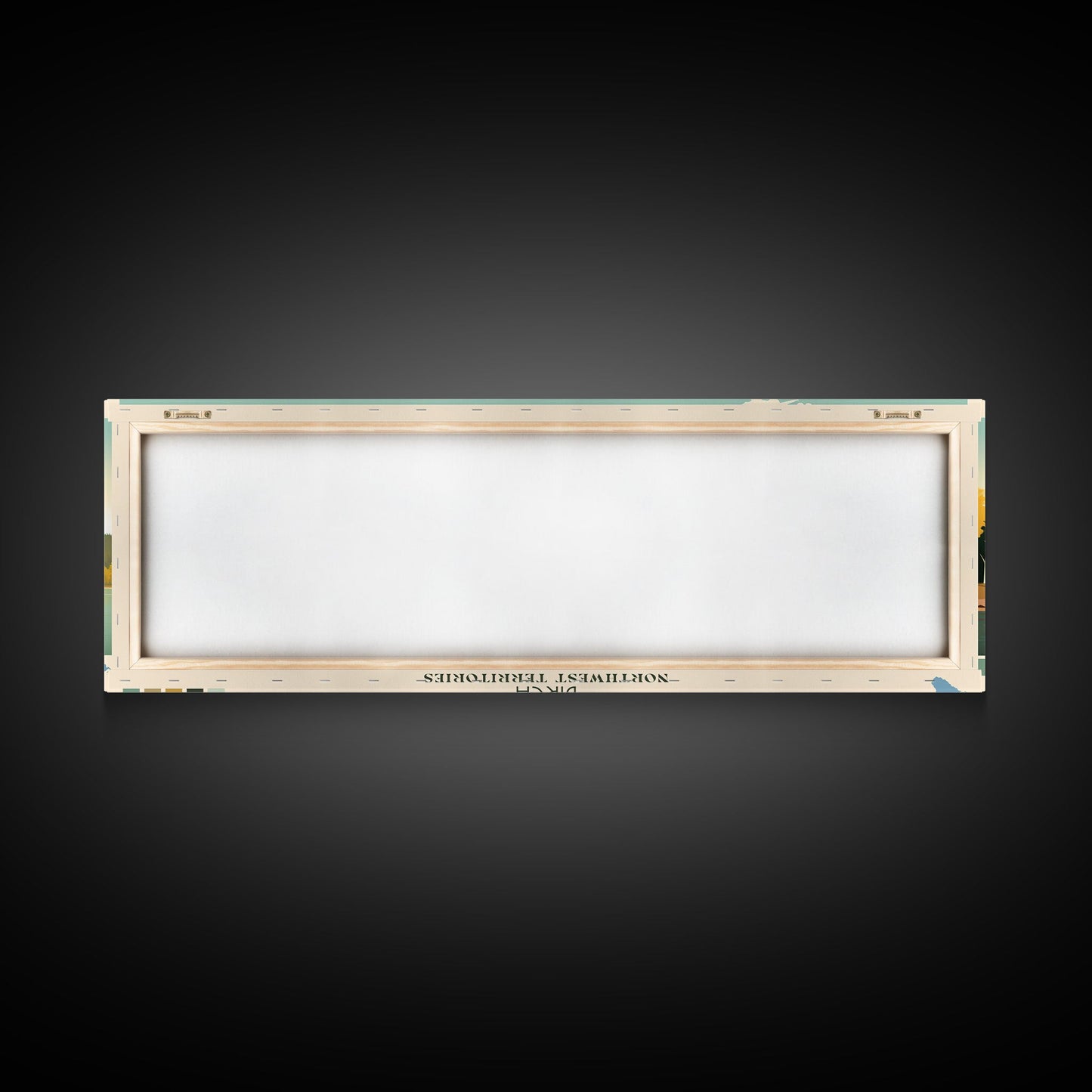 Birch Northwest Territories Framed Canvas Print, Panoramic Wall Art, Midcentury Modern, Pop Art, Travel Poster, Scenic Living Room Decor, Lake House Art