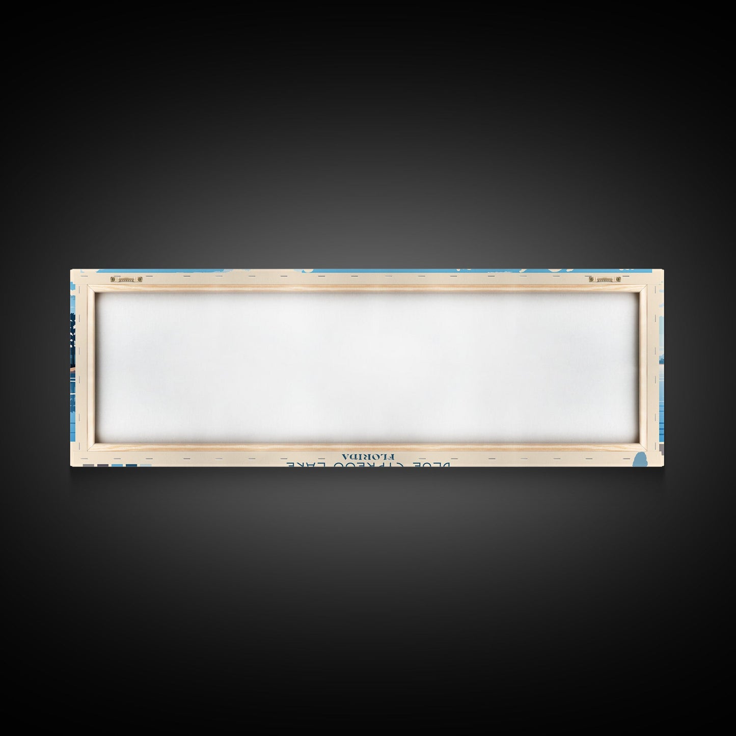 Blue Cypress Lake Florida Framed Canvas Print, Panoramic Wall Art, Midcentury Modern, Pop Art, Travel Poster, Scenic Living Room Art, Lake House Decor