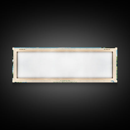 Blue Springs Lake Missouri Framed Canvas Print, Panoramic Wall Art, Midcentury Modern, Pop Art, Travel Poster, Scenic Living Room Art, Lake House Decor