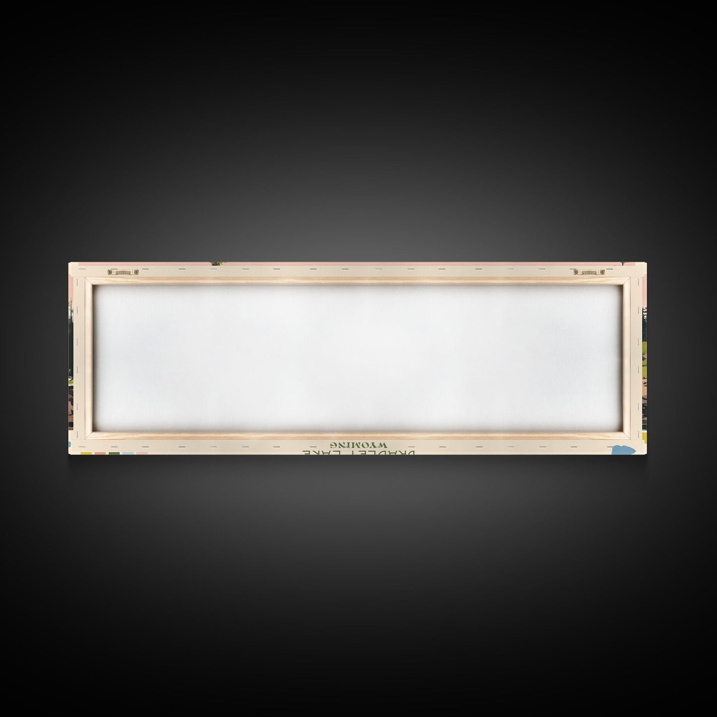 Bradley Lake Wyoming Framed Canvas Print, Midcentury Modern Panoramic Wall Art, Living Room Decor, Pop Art, Travel Poster Art