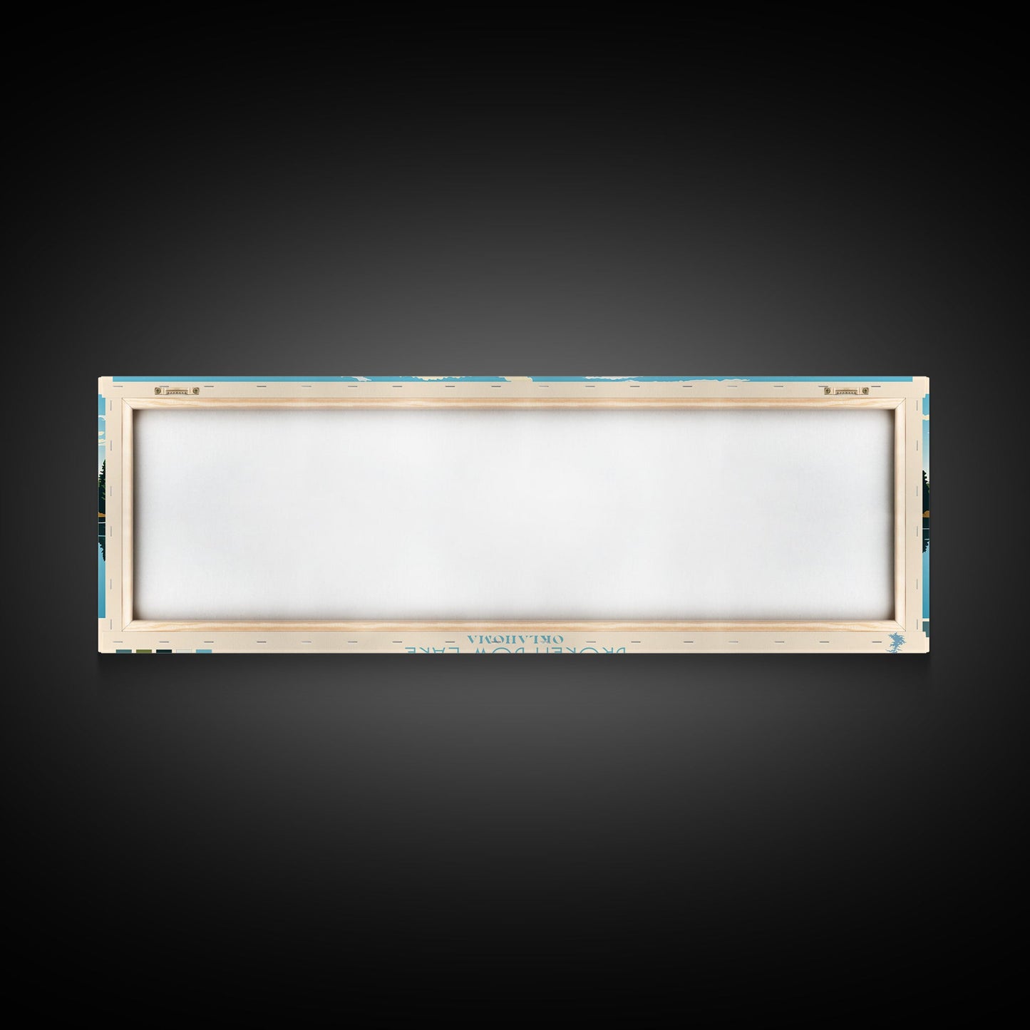 Broken Bow Lake Oklahoma Framed Canvas Print, Pop Art Panoramic Travel Poster, Midcentury Modern, Wall Art, Scenic Nature Painting, Bedroom Decor