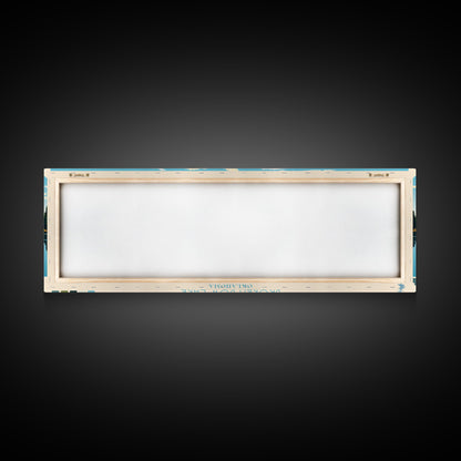 Broken Bow Lake Oklahoma Framed Canvas Print, Pop Art Panoramic Travel Poster, Midcentury Modern, Wall Art, Scenic Nature Painting, Bedroom Decor