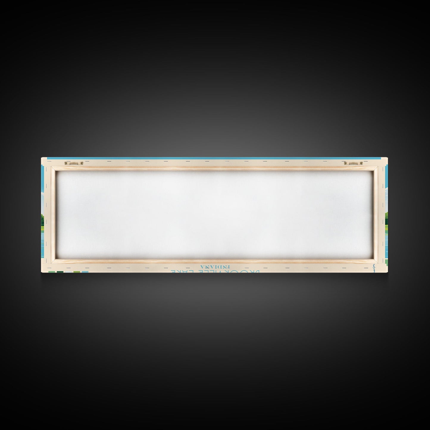 Brookville Lake Indiana Framed Canvas Print, Midcentury Modern Panoramic Wall Art, Living Room Decor, Pop Art, Travel Poster Art, Nature Painting