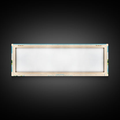 Brookville Lake Indiana Framed Canvas Print, Midcentury Modern Panoramic Wall Art, Living Room Decor, Pop Art, Travel Poster Art, Nature Painting