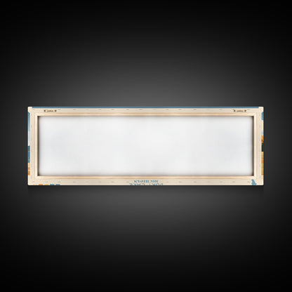 Burt Lake Michigan Framed Canvas Print, Pop Art Panoramic Travel Poster, Midcentury Modern, Wall Art, Scenic Nature Painting, Bedroom Decor