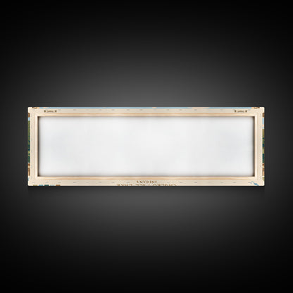 Cagles Mill Lake Indiana Framed Canvas Print, Midcentury Modern Panoramic Wall Art, Living Room Decor, Pop Art, Travel Poster Art, Scenic Nature Painting