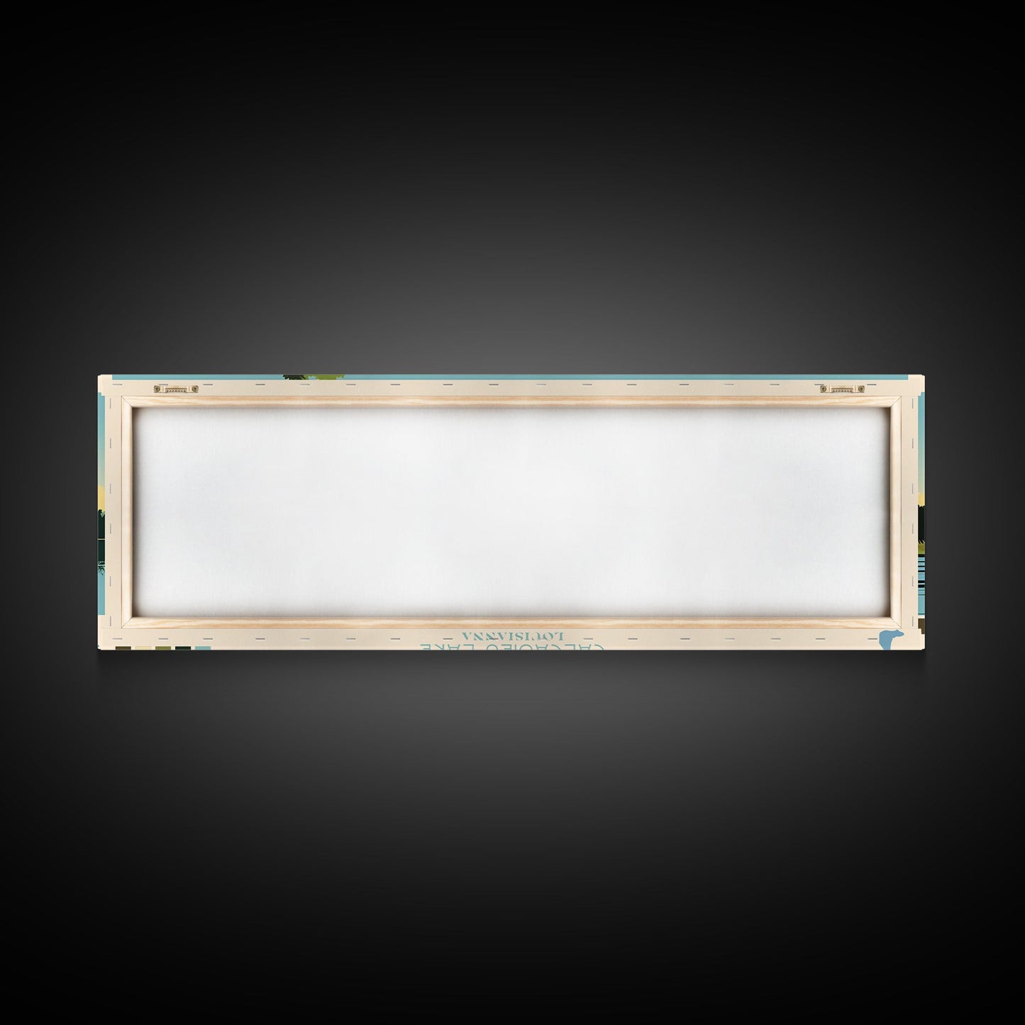 Calcasieu Lake Louisianna Framed Canvas Print, Pop Art Panoramic Travel Poster, Midcentury Modern, Wall Art, Scenic Nature Painting, Bedroom Decor