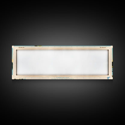 Calcasieu Lake Louisianna Framed Canvas Print, Pop Art Panoramic Travel Poster, Midcentury Modern, Wall Art, Scenic Nature Painting, Bedroom Decor