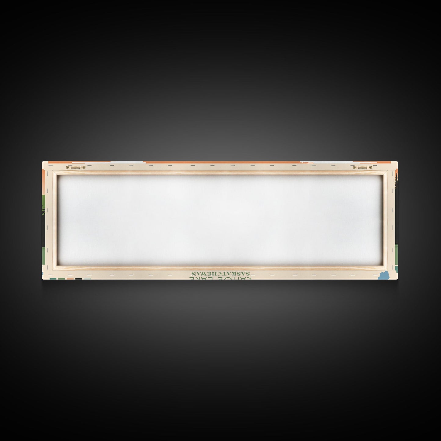 Canoe Lake Saskatchewan Framed Canvas Print, Midcentury Modern Panoramic Wall Art, Living Room Decor, Pop Art, Travel Poster Art, Scenic Nature Painting