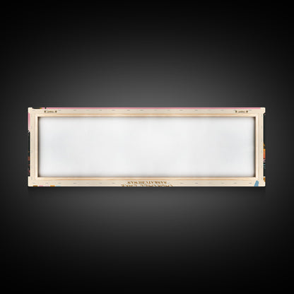 Churchill Lake Saskatchewan Framed Canvas Print, Midcentury Modern Panoramic Wall Art, Living Room Decor, Pop Art, Travel Poster Art, Scenic Nature Painting, Lake House Decor