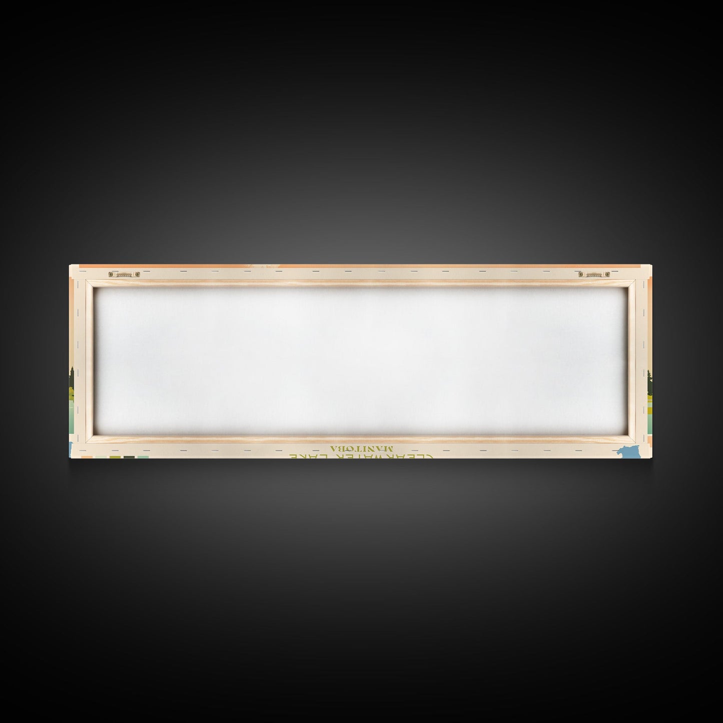 Clearwater Lake Manitoba Framed Canvas Print, Midcentury Modern Panoramic Wall Art, Living Room Decor, Pop Art, Travel Poster Art, Scenic Nature Painting, Lake House Decor