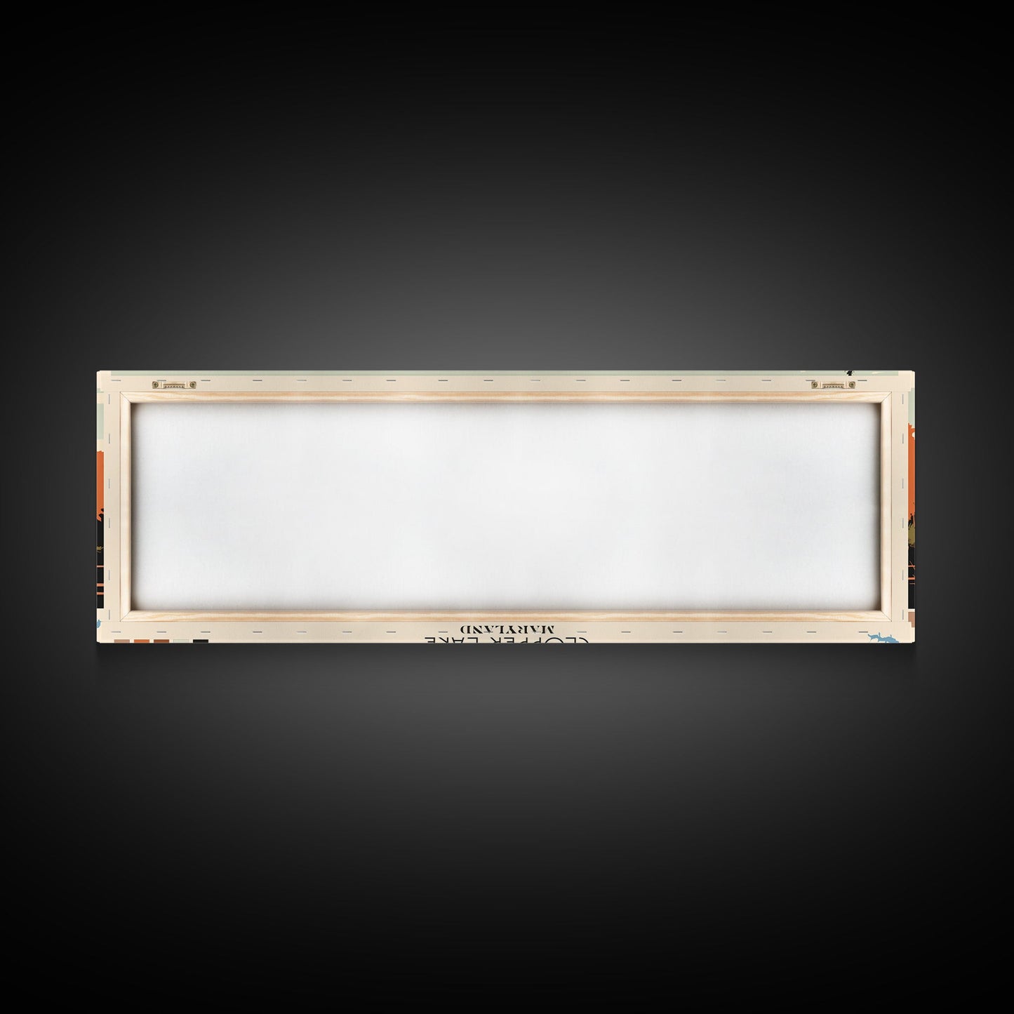 Clopper Lake Maryland Framed Canvas Print, Pop Art Panoramic Travel Poster, Midcentury Modern, Wall Art, Scenic Nature Painting, Bedroom Decor, Living Room Art