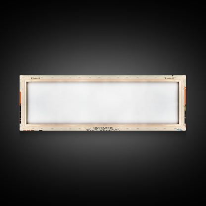 Clopper Lake Maryland Framed Canvas Print, Pop Art Panoramic Travel Poster, Midcentury Modern, Wall Art, Scenic Nature Painting, Bedroom Decor, Living Room Art