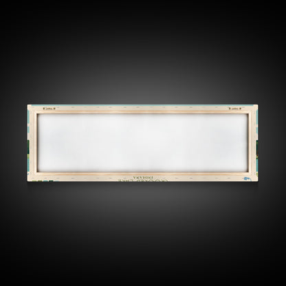 Crooked Lake Indiana Framed Canvas Print, Midcentury Modern Panoramic Wall Art, Living Room Decor, Pop Art, Travel Poster Art, Scenic Nature Painting, Lake House Decor