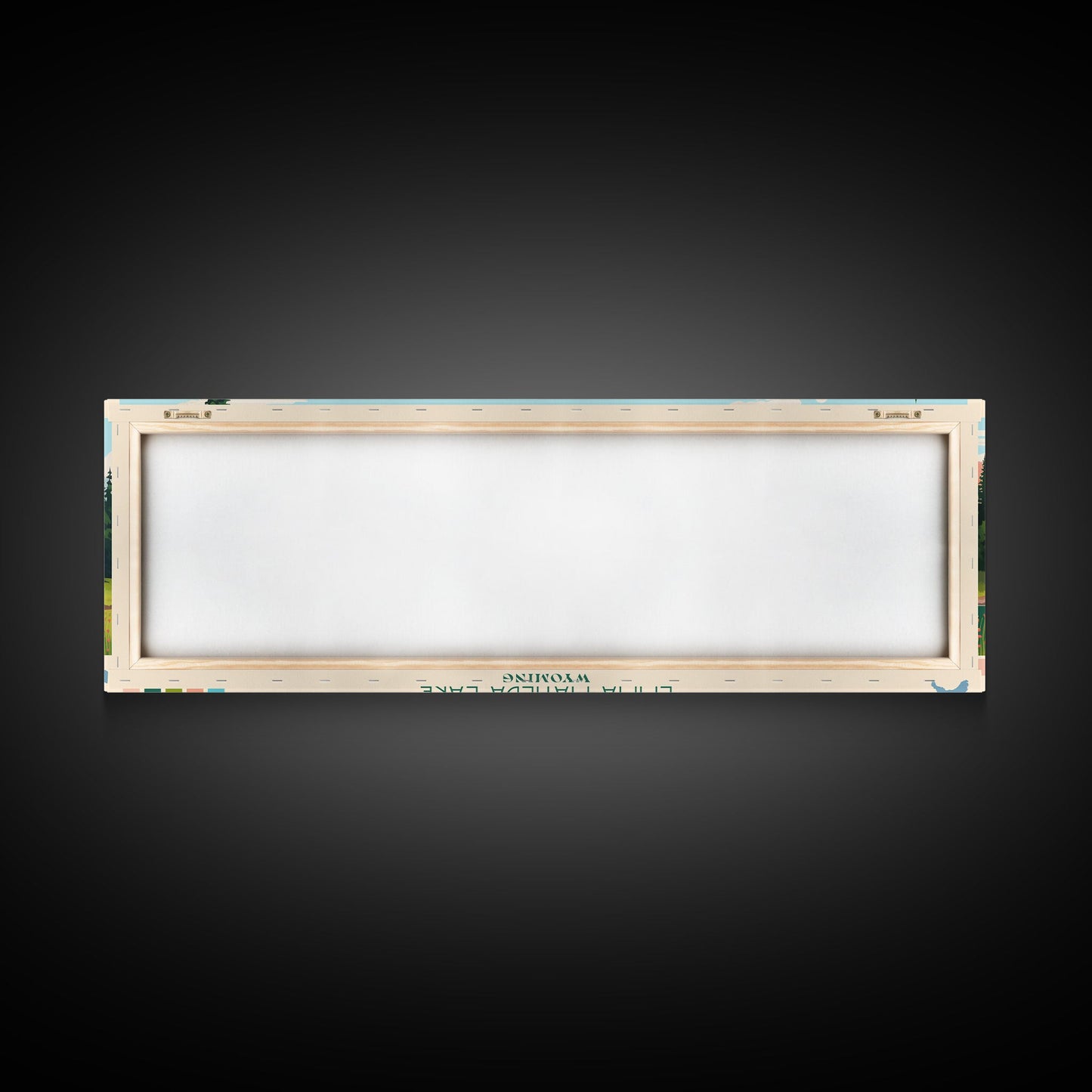 Emma Matilda Lake Wyoming Framed Canvas Print, Panoramic Wall Art, Midcentury Modern, Pop Art, Bedroom Decor, Travel Poster, Nature Painting