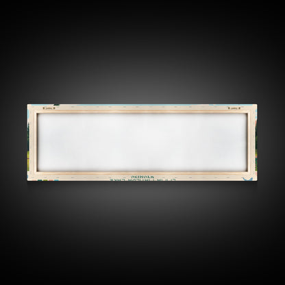 Emma Matilda Lake Wyoming Framed Canvas Print, Panoramic Wall Art, Midcentury Modern, Pop Art, Bedroom Decor, Travel Poster, Nature Painting