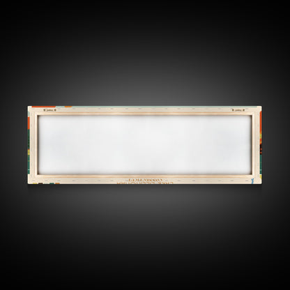 Lake Lillinonah Connecticut Framed Canvas Print, Panoramic Wall Art, Midcentury Modern, Pop Art, Living Room Decor, Travel Poster