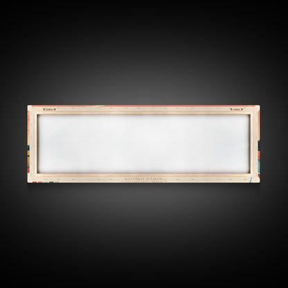 Lake Upsilon, North Dakota Panoramic Wall Art Framed Canvas Print, Midcentury Modern, Pop Art, Home Decor, Travel Poster, Living Room Art