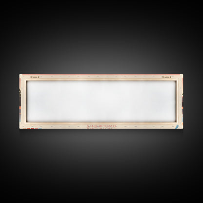 Onota Lake, Massachusetts Framed Canvas Print, Panoramic Wall Art, Midcentury Modern, Pop Art, Home Decor, Travel Poster, Living Room Art