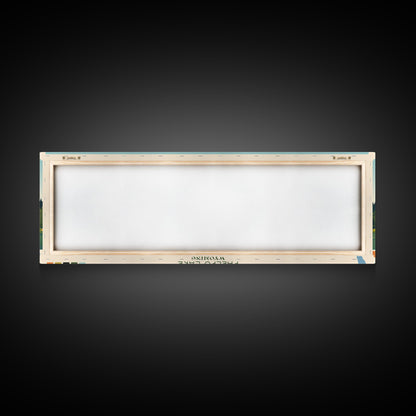 Phelps Lake, Wyoming Framed Canvas Print, Panoramic Wall Art, Midcentury Modern, Pop Art, Home Decor, Travel Poster, Bedroom Art