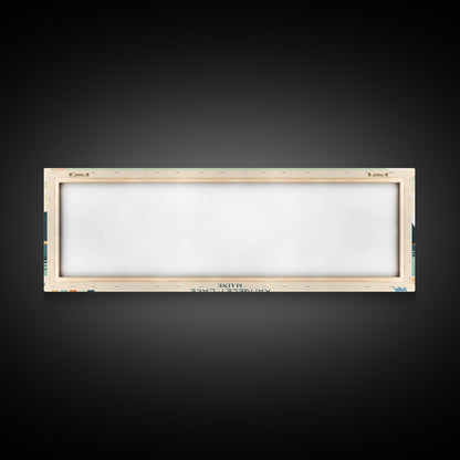 Rangeley Lake, Maine Framed Canvas Print, Bedroom Art, Midcentury Modern, Pop Art, Panoramic Travel Poster, Wall Decor