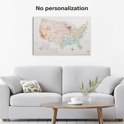 Wooden Canvas USA Map -  Colorful