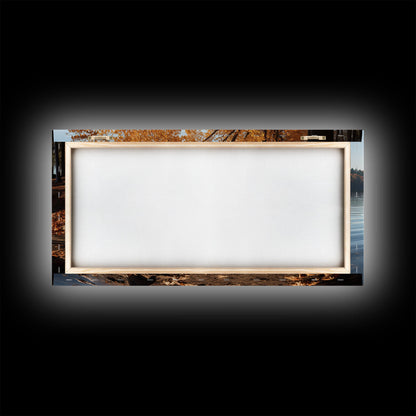 Pacific Northwest Photography Print, Beautiful Lakeside Park In The Fall, Framed Canvas Print, Photography Decor, Fall Decor