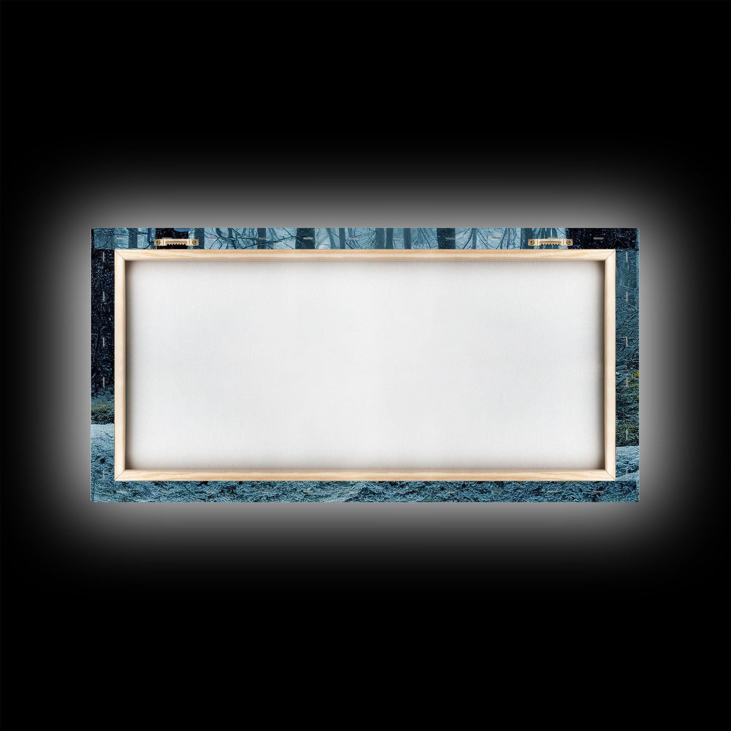 Cabin art, snow covered winter forest, winter vacation home art, framed canvas print, ready to hang framed wall art