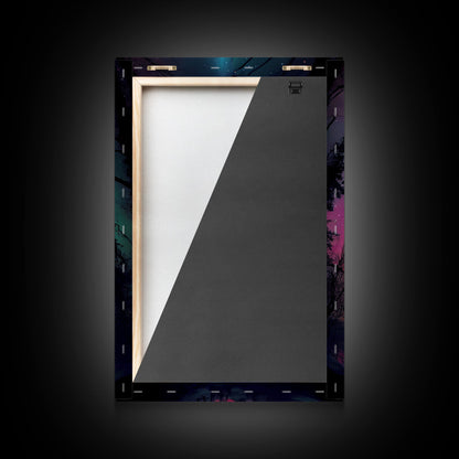 Aurora Borealis, Northern Lights Art, framed canvas print, snow capped mountain landscape art