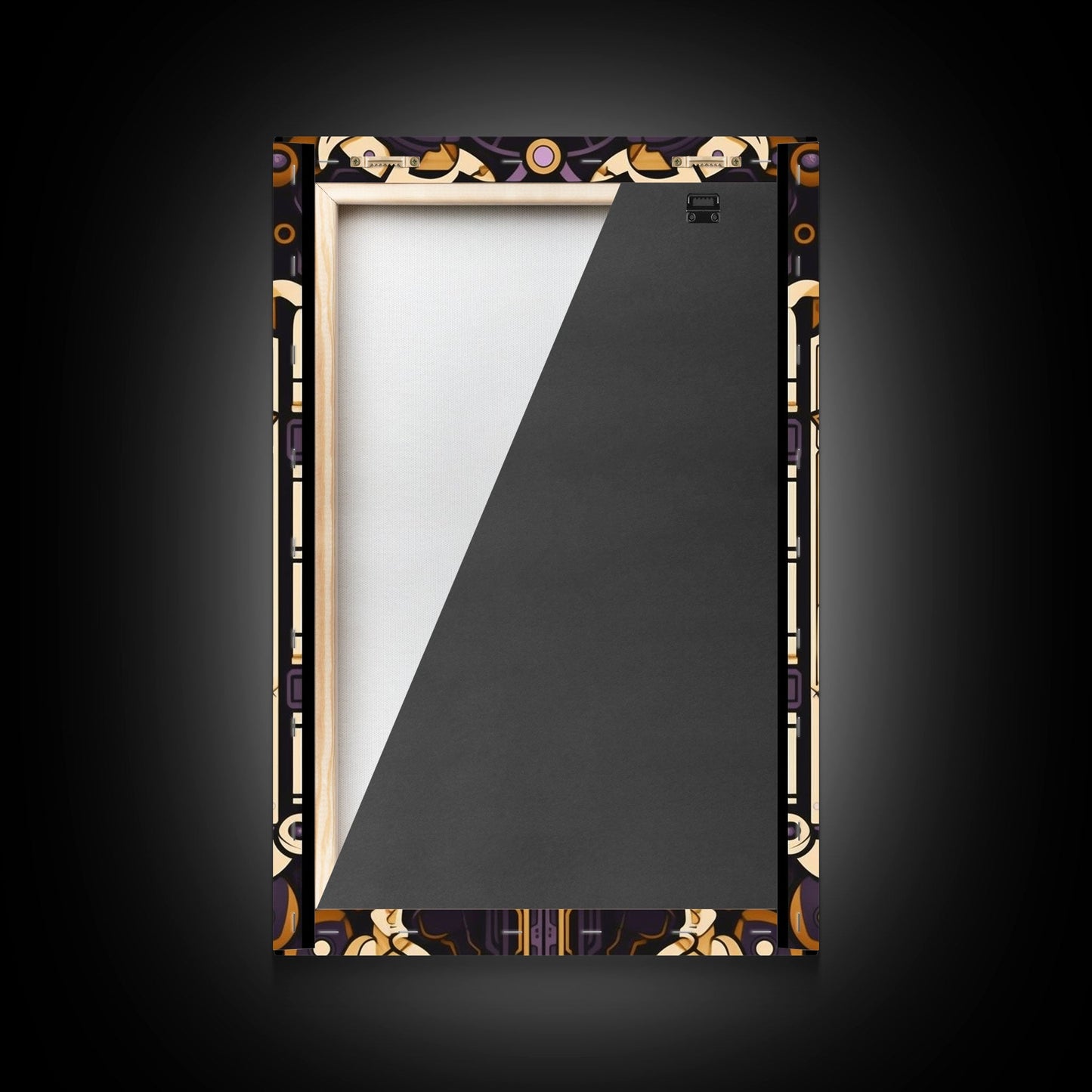 Art Deco Pattern Wall art, Framed Canvas Print, Art Deco, Patterns art, Yellow & purple art, Ornament art, Colorful painting, Light colors