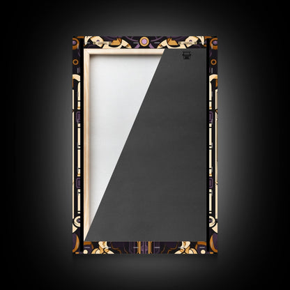 Art Deco Pattern Wall art, Framed Canvas Print, Art Deco, Patterns art, Yellow & purple art, Ornament art, Colorful painting, Light colors