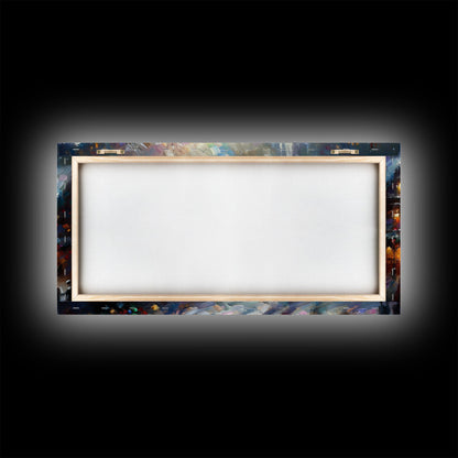 Retro Style Christmas Canvas Print | Framed Canvas Print | Christmas Village | Winter Wonderland | Impasto Style Painting | Seasonal Decor