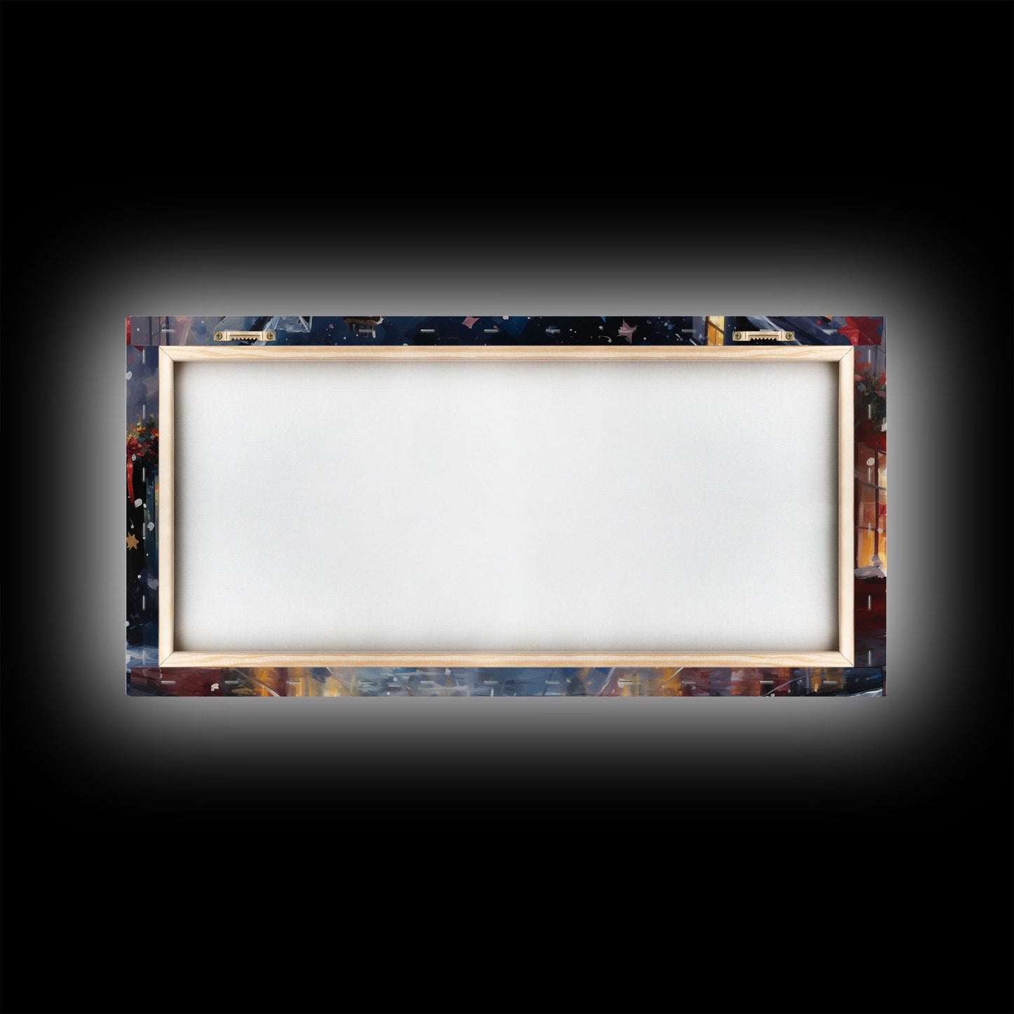 Christmas Wall Art - Framed Canvas Print - Winter Wonderland Victorian Village Decorated for Christmas - Christmas Canvas Wall Art